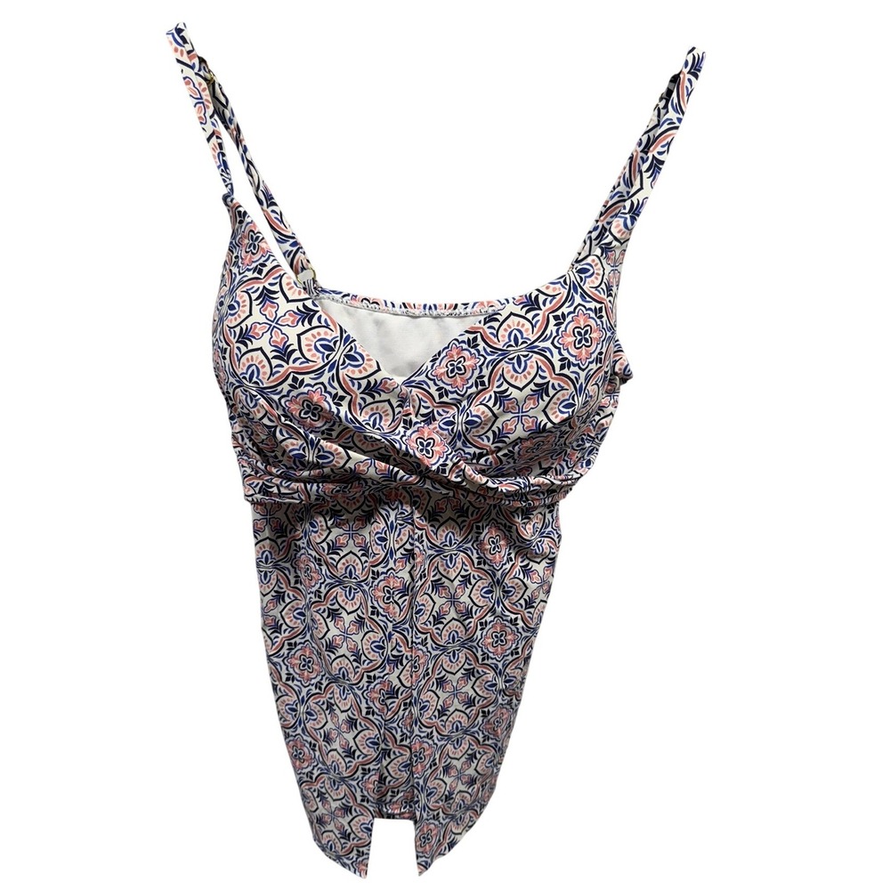 Leilani NWOT Women's Sz 14 Colorful Tropical Print Twist Front Tankini Top